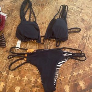 Black San Lorenzo Reversible Black Bikini Size M
